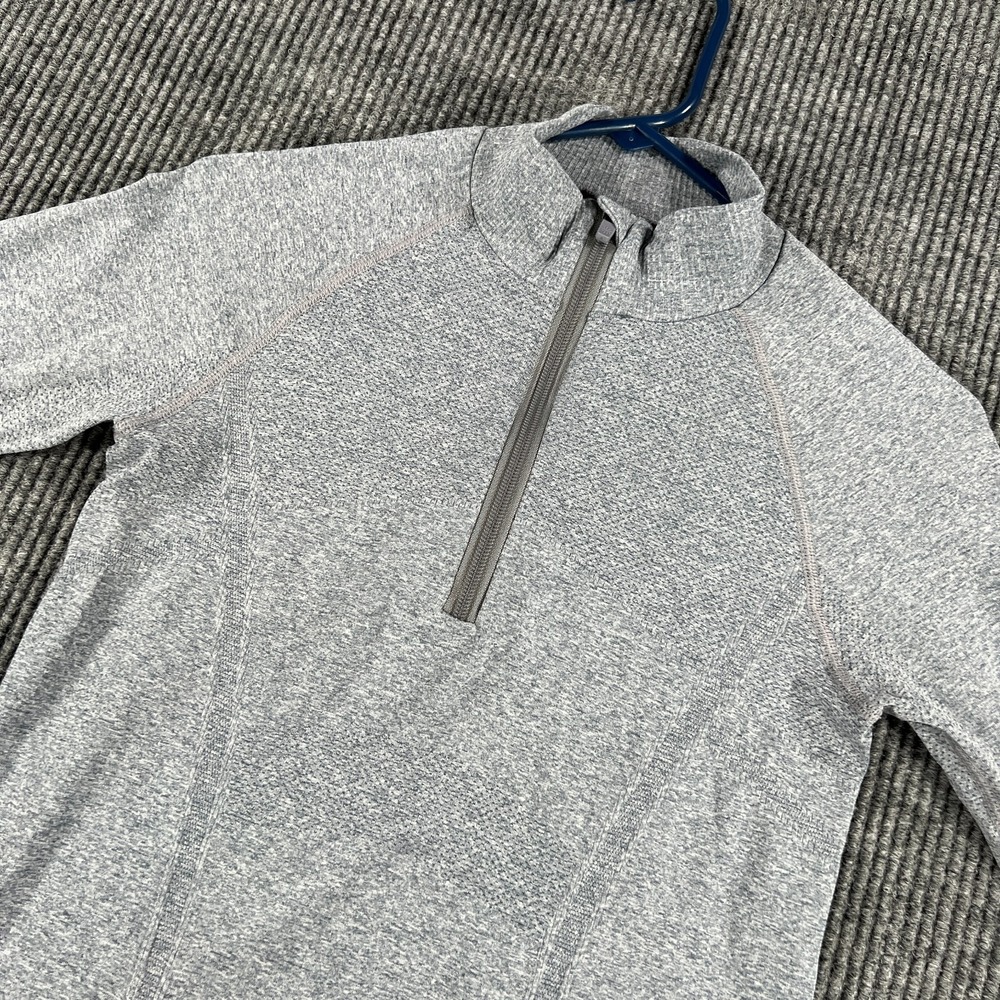Athleta Pullover Shirt Womens Small Long Sleeve Gray Ruched Active 1/4 Zip